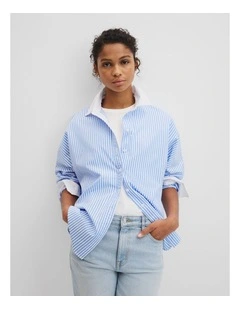 Dolman Striped Shirt in Blue Stripe