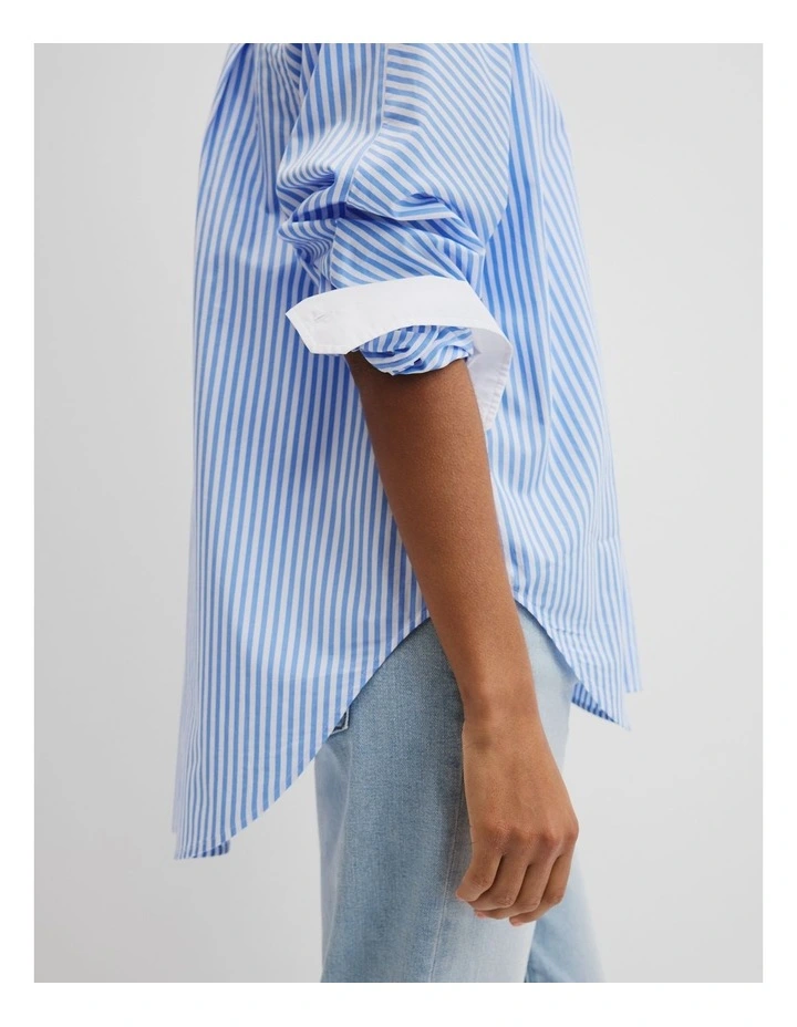 Dolman Striped Shirt in Blue Stripe image 3
