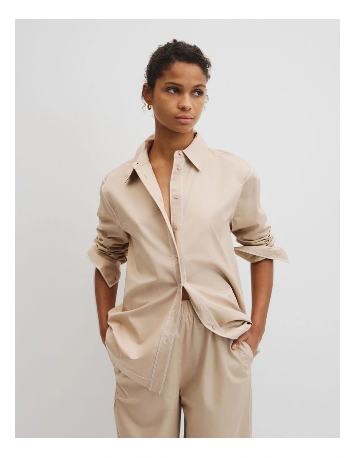 Contrast Stitch Shirt in Birch image 1