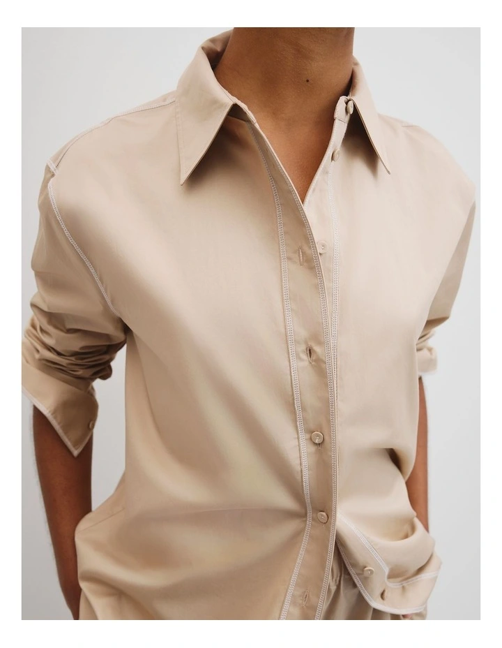 Contrast Stitch Shirt in Birch image 2