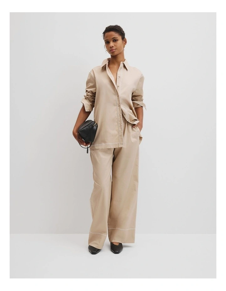 Contrast Stitch Shirt in Birch image 3