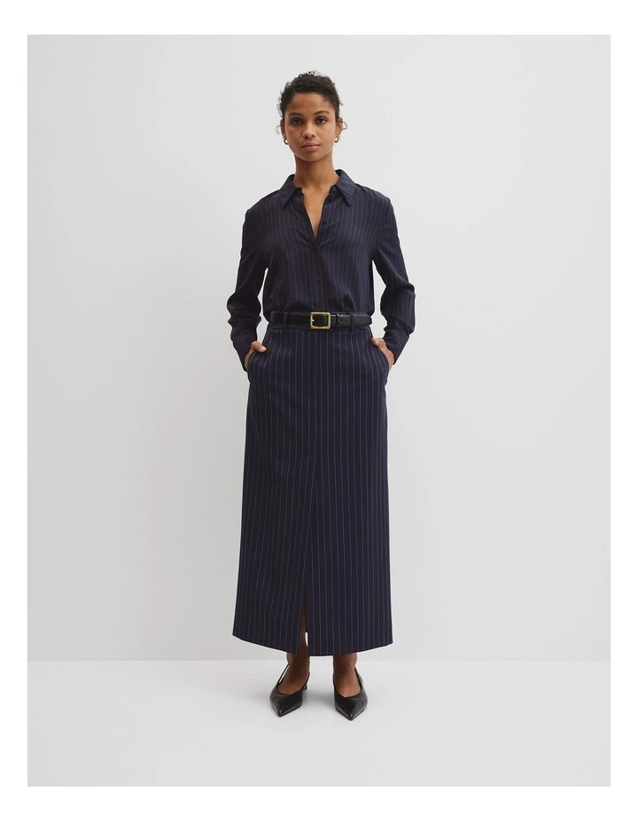 Pinstripe Shirt in Navy Stripe image 2
