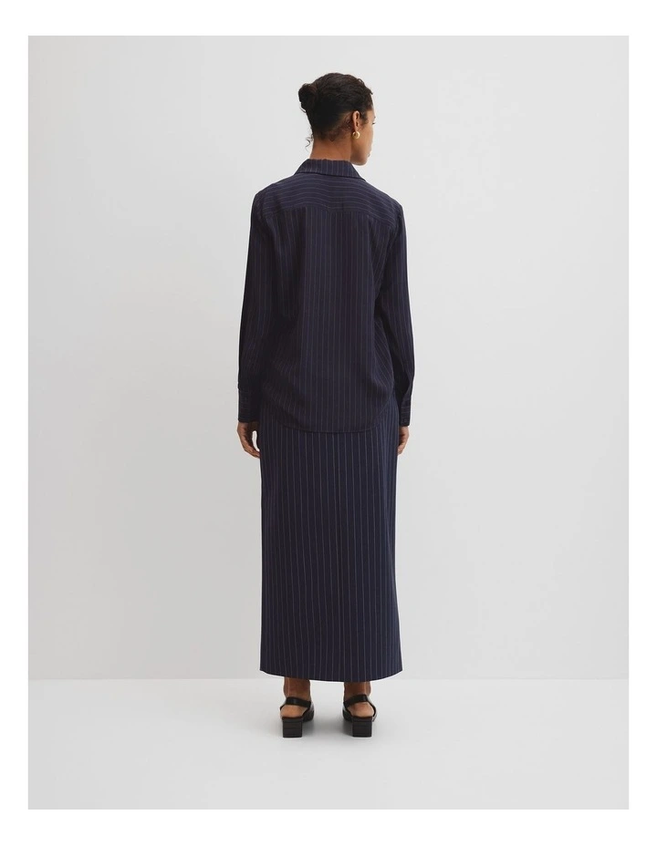 Pinstripe Shirt in Navy Stripe image 4