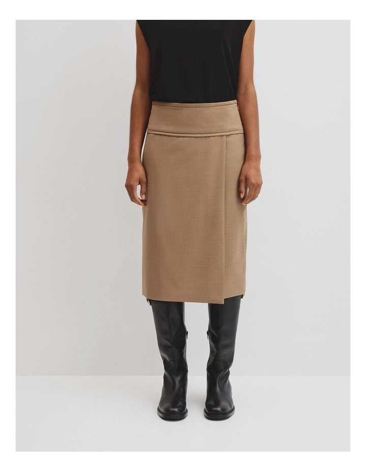 Wool Blend Wrap Skirt in Birch image 3