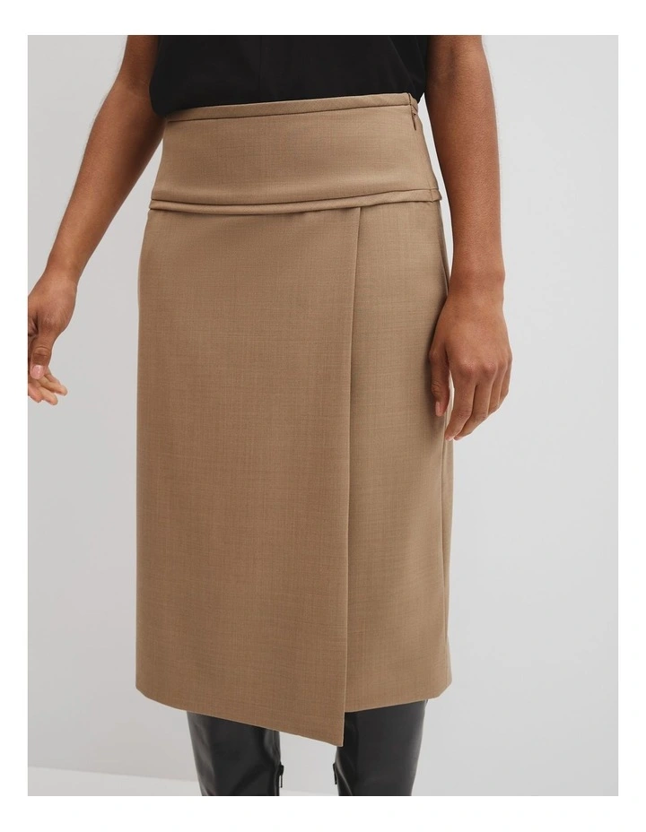Wool Blend Wrap Skirt in Birch image 4