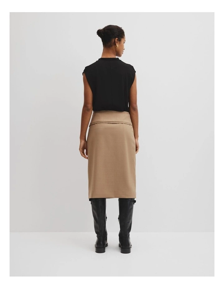 Wool Blend Wrap Skirt in Birch image 5