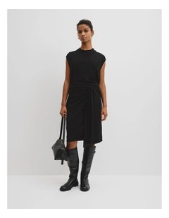 Twist Crepe Skirt in Black