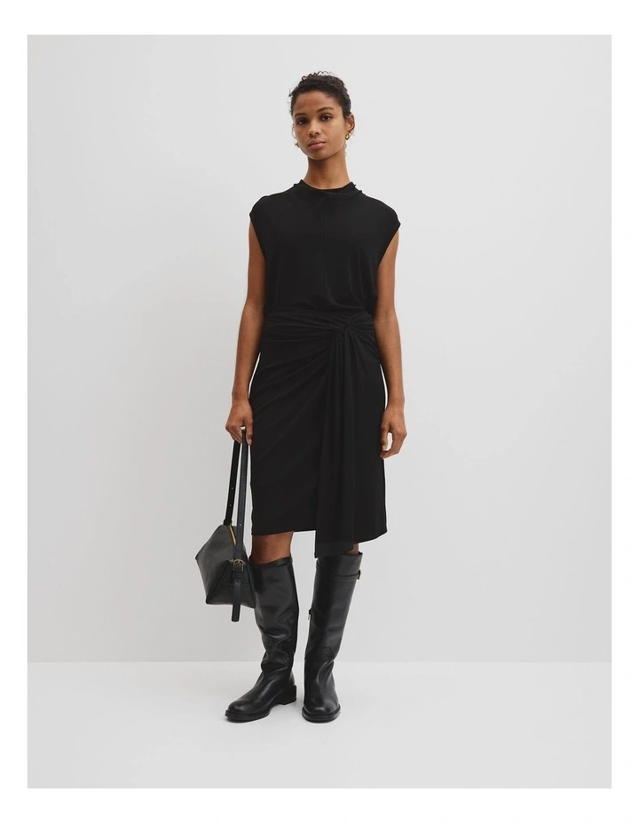 Twist Crepe Skirt in Black image 1