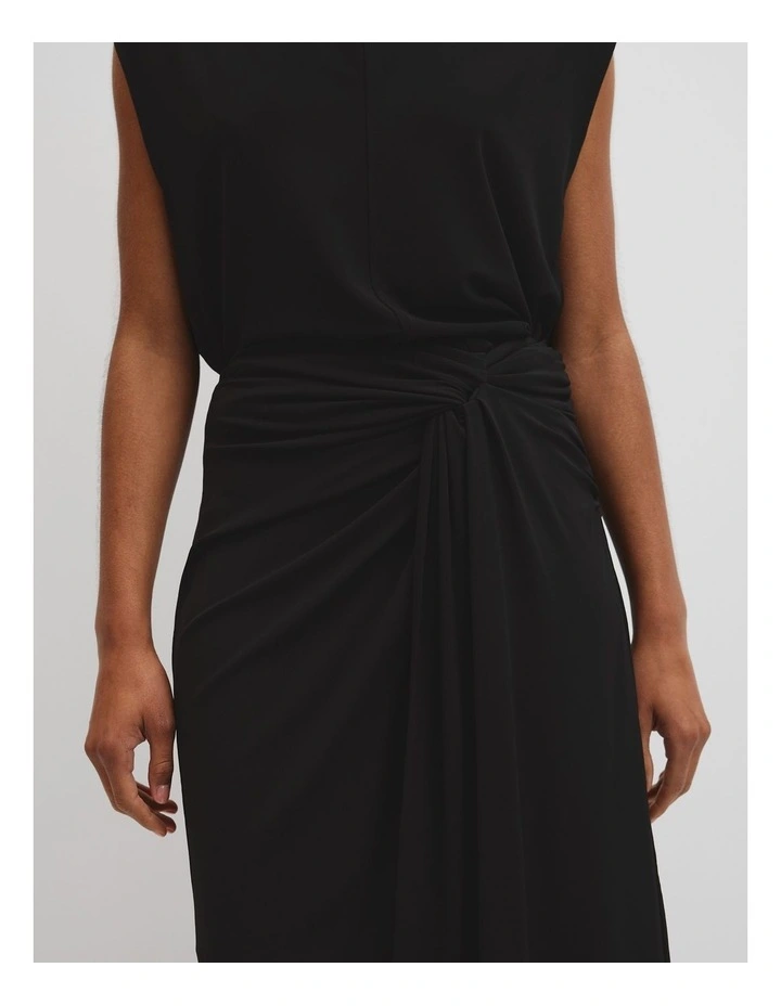 Twist Crepe Skirt in Black image 3
