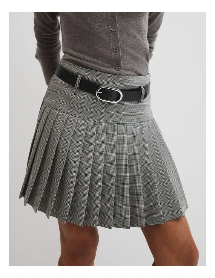 Wool Blend Check Mini Pleat Skirt in Check image 2