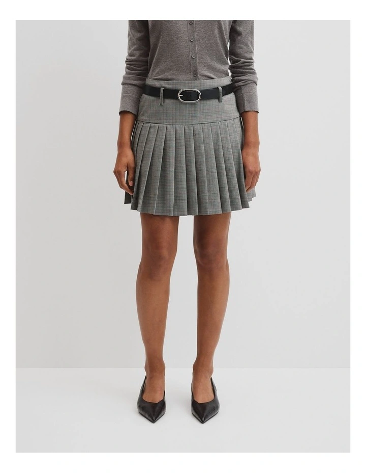 Wool Blend Check Mini Pleat Skirt in Check image 3