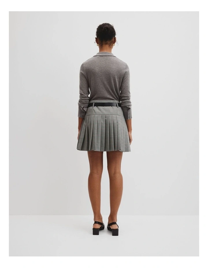 Wool Blend Check Mini Pleat Skirt in Check image 4