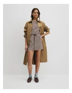 Australian Cotton Blend Stripe Jersey Skirt in Umber Stripe