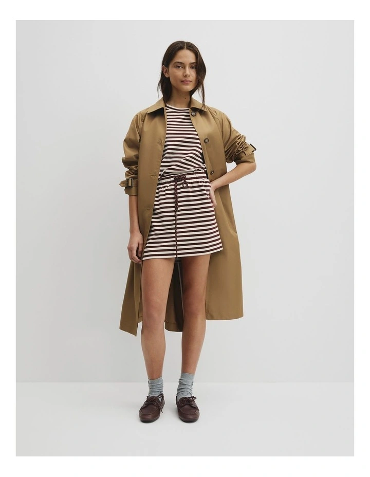 Australian Cotton Blend Stripe Jersey Skirt in Umber Stripe image 1