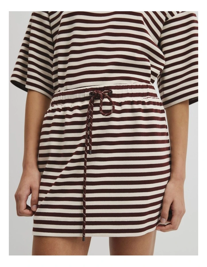 Australian Cotton Blend Stripe Jersey Skirt in Umber Stripe image 3