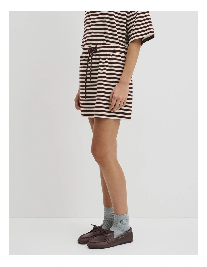 Australian Cotton Blend Stripe Jersey Skirt in Umber Stripe image 4