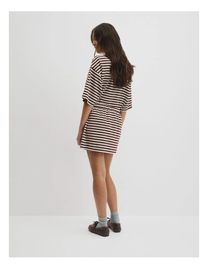 Australian Cotton Blend Stripe Jersey Skirt in Umber Stripe image 5