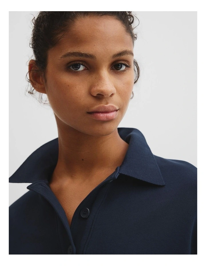 Australian Cotton Polo Sweat in Navy image 2