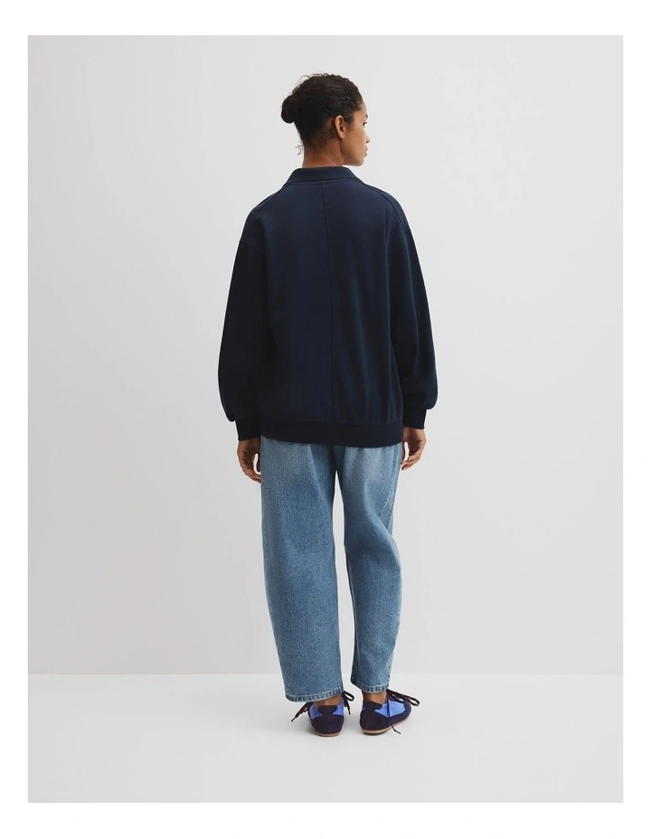 Australian Cotton Polo Sweat in Navy image 4