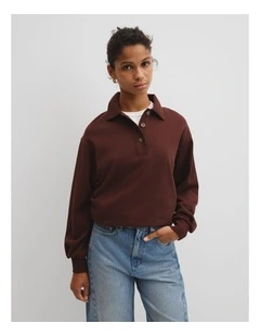 Australian Cotton Polo Sweat in Umber
