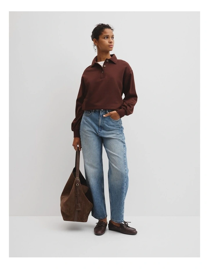 Australian Cotton Polo Sweat in Umber image 2