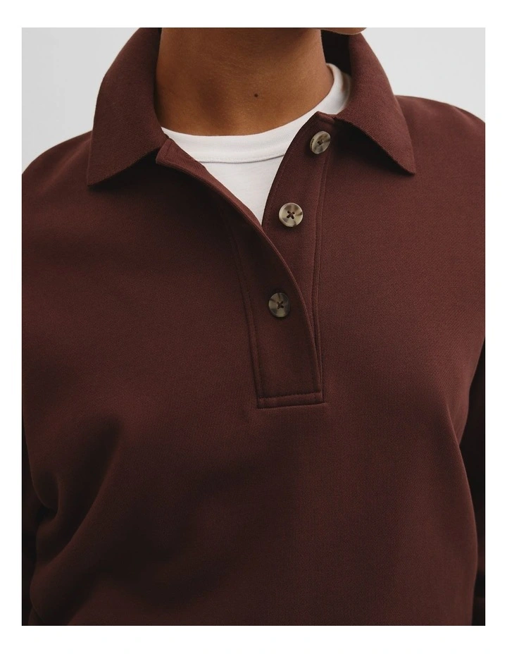 Australian Cotton Polo Sweat in Umber image 3