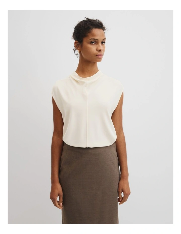 Crepe Jersey T-shirt in Antique White image 1