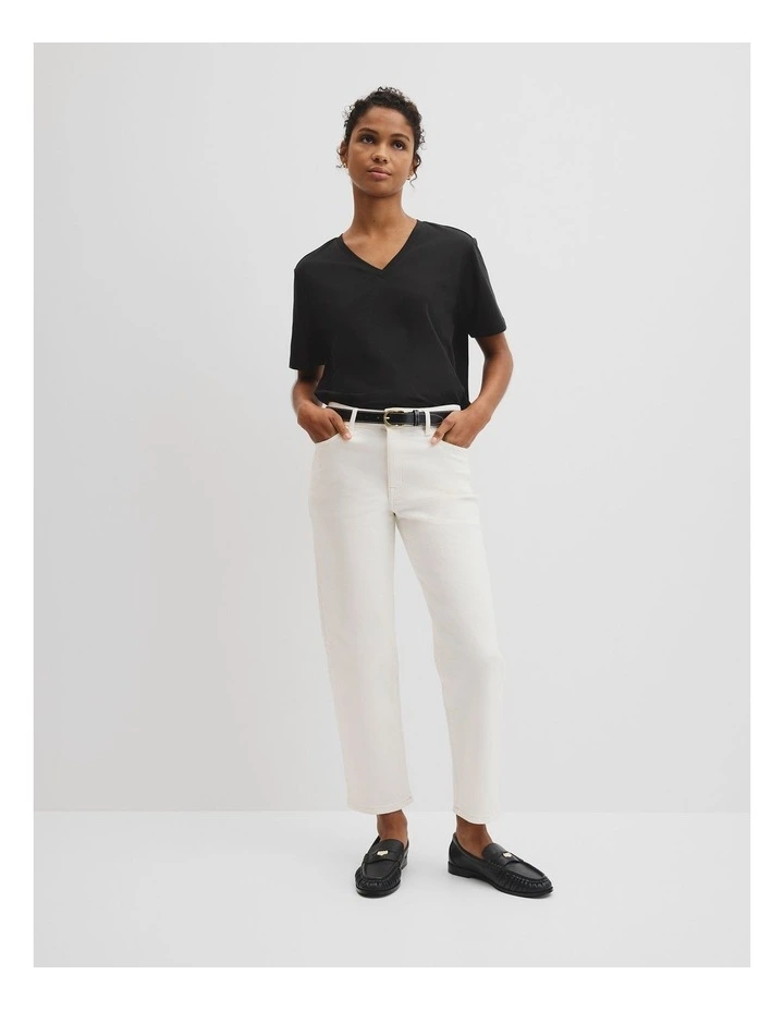 Australian Cotton V-neck Neck T-shirt in Black image 3