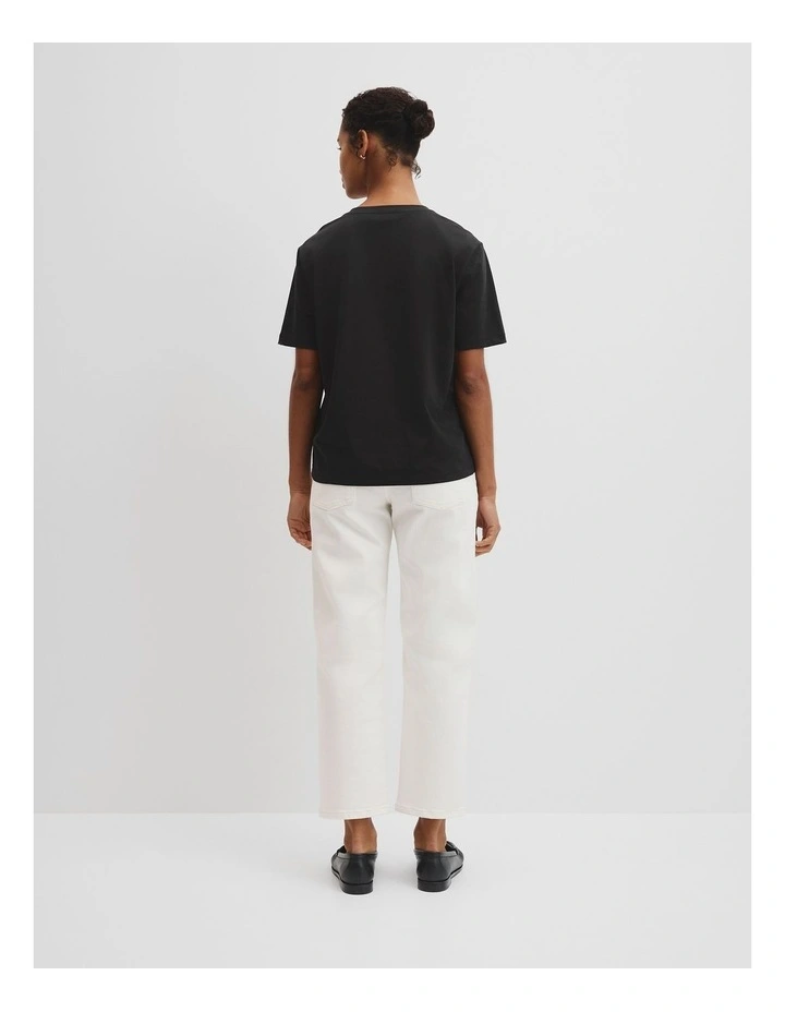 Australian Cotton V-neck Neck T-shirt in Black image 4