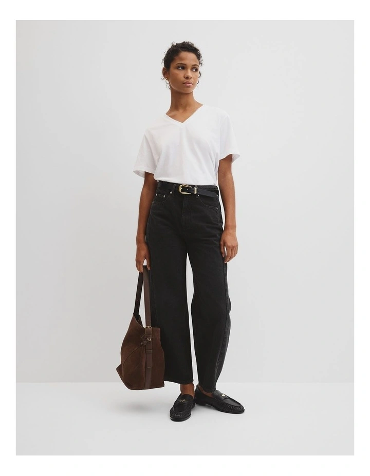 Australian Cotton V-neck Neck T-shirt in White image 3