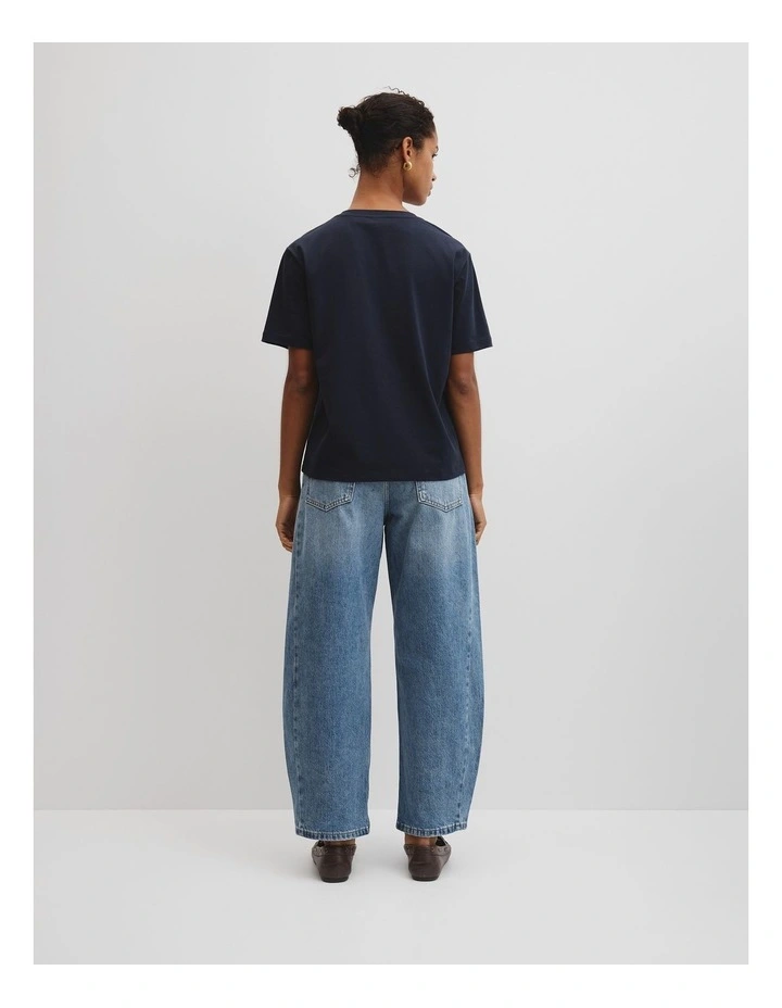 Australian Cotton V-neck Neck T-shirt in Navy image 4