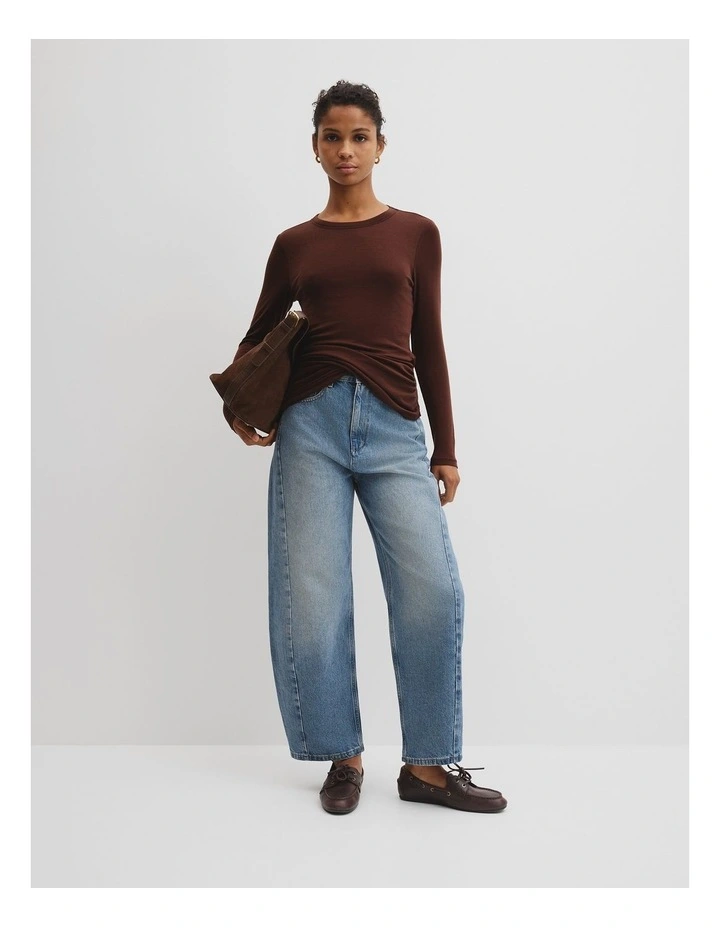 Jersey Wrap Top in Umber image 3