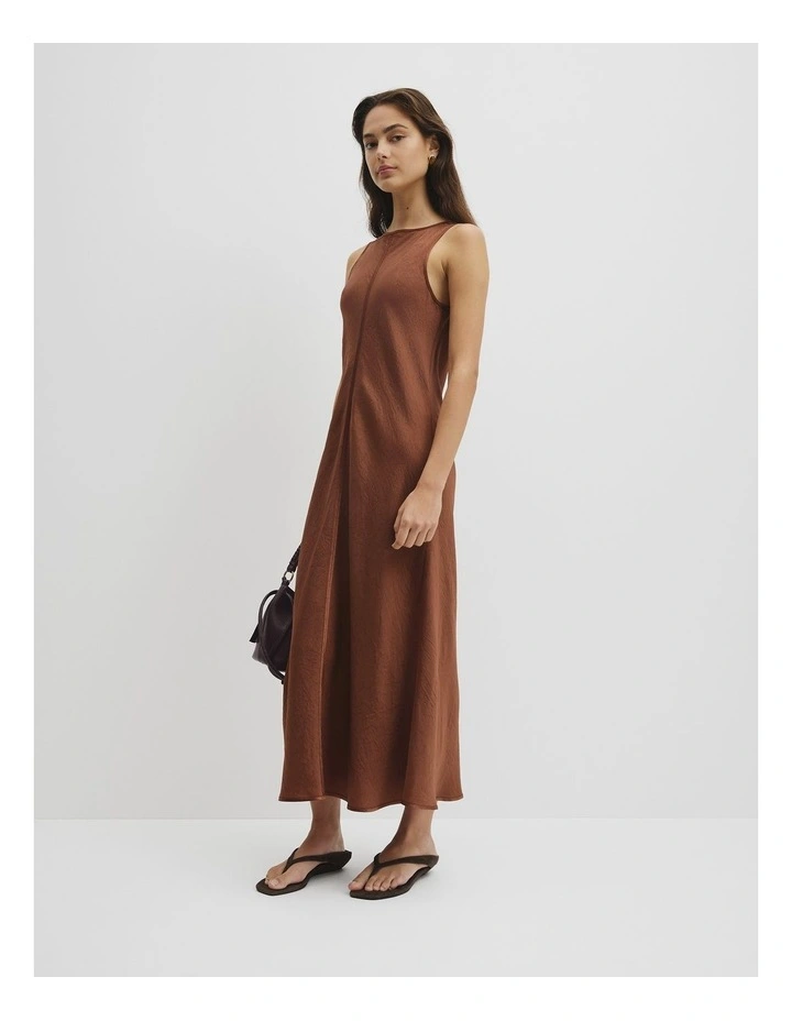 Boat Neck Bias Dress in Deep Chestnut image 1