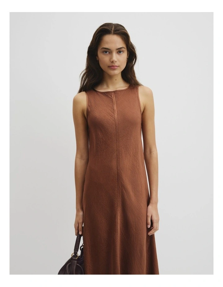 Boat Neck Bias Dress in Deep Chestnut image 4