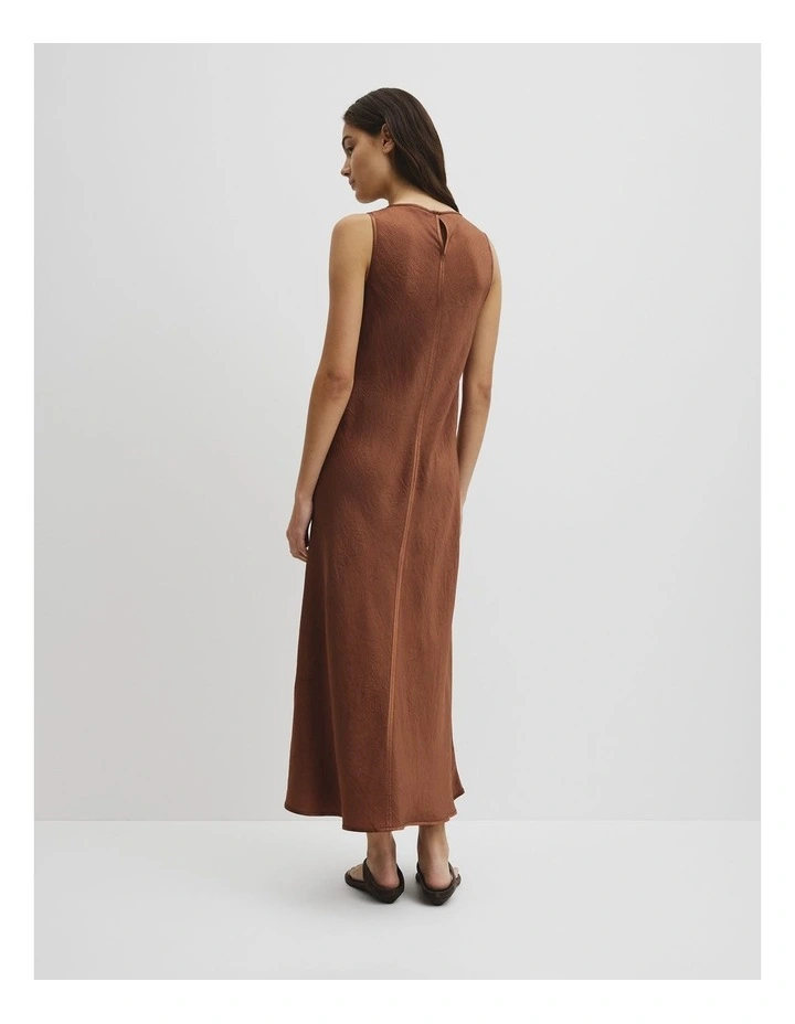 Boat Neck Bias Dress in Deep Chestnut image 5