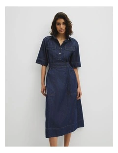 Utility Denim Dress in Ink Wash
