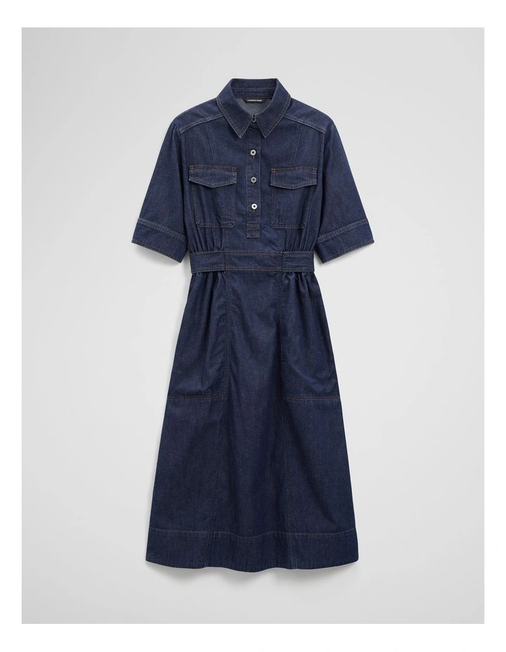 Utility Denim Dress in Ink Wash image 2