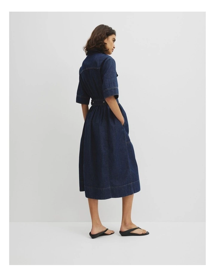 Utility Denim Dress in Ink Wash image 4