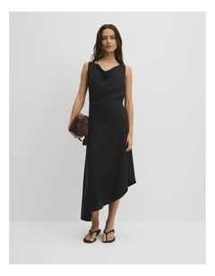 Cowl Neck Midi Dress in Black