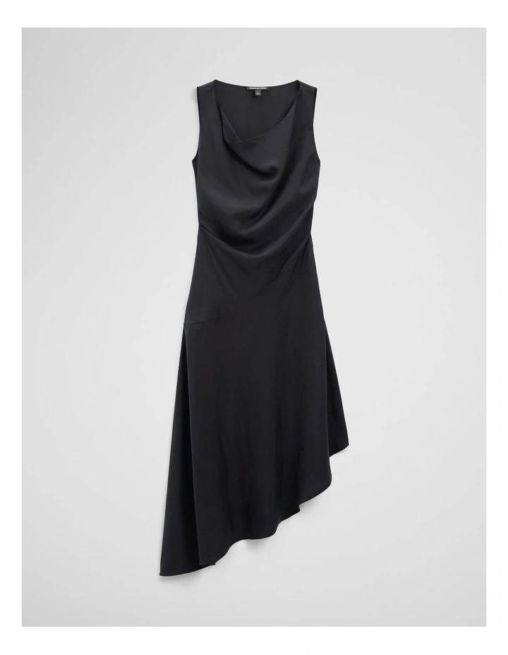 Cowl Neck Midi Dress in Black image 2