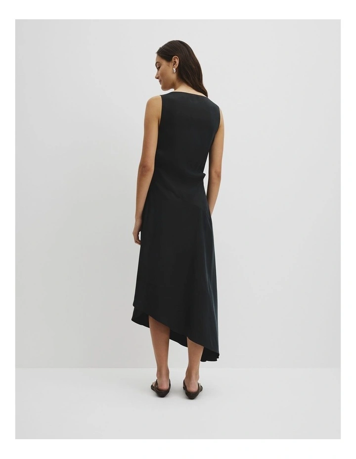 Cowl Neck Midi Dress in Black image 5