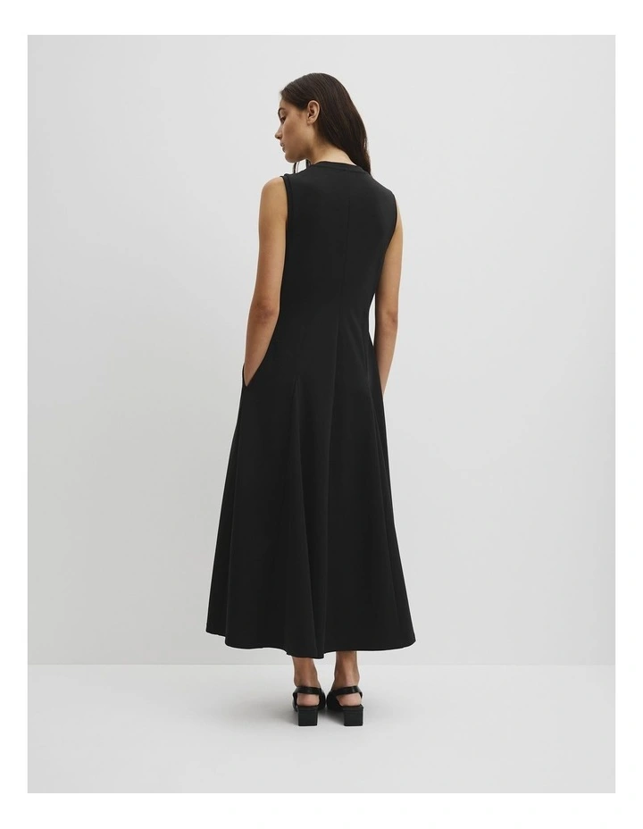 Panel Zip Neck Ponte Dress in Black image 5