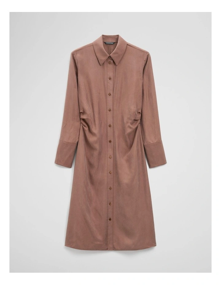 Draped Waist Dress in Deep Chestnut image 2