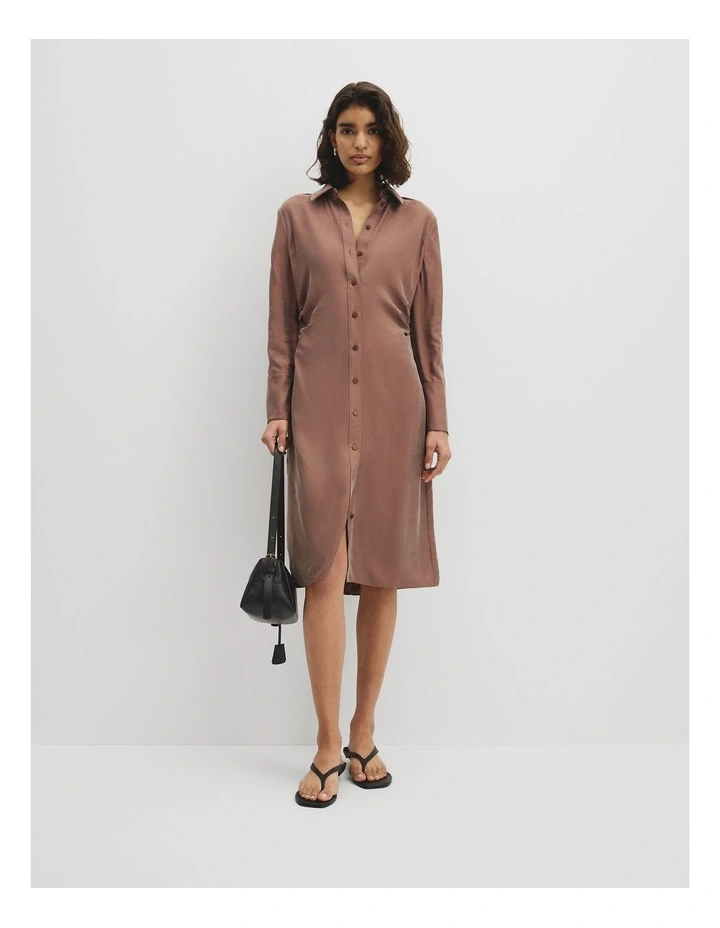 Draped Waist Dress in Deep Chestnut image 4