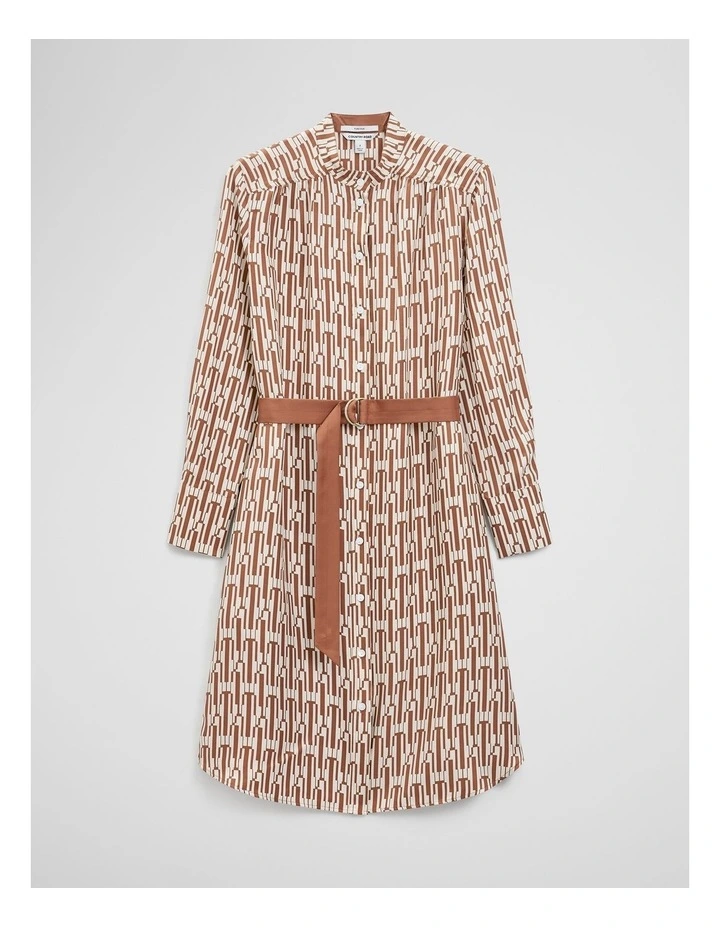 Printed Silk Midi Shirt Dress in Interlock Print image 2