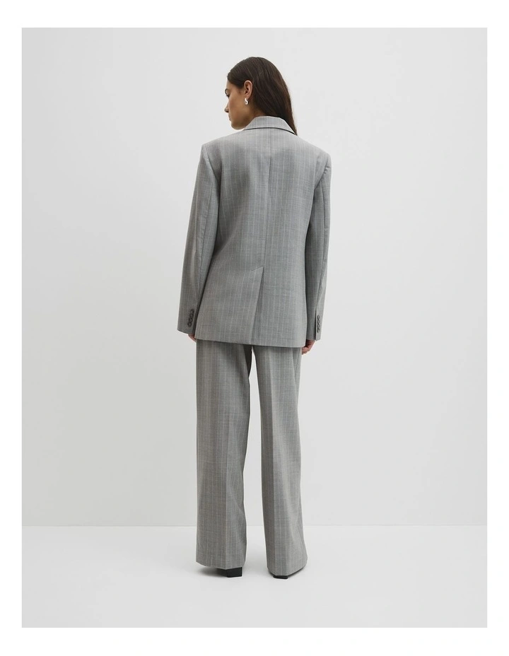 Wool Blend Pinstripe Classic Blazer in Grey Marle Stripe image 5
