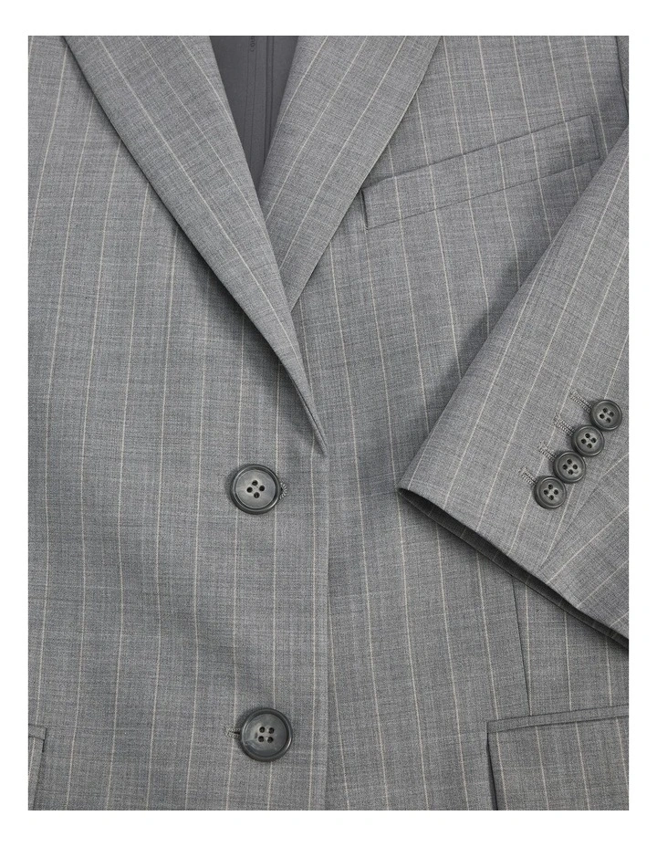 Wool Blend Pinstripe Classic Blazer in Grey Marle Stripe image 6