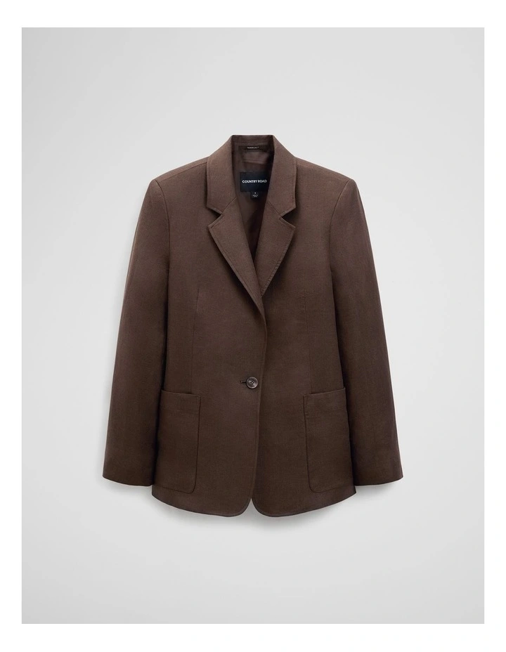 Linen Relaxed Blazer in Cocoa image 2