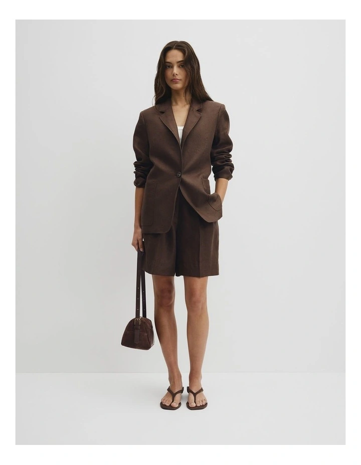 Linen Relaxed Blazer in Cocoa image 4