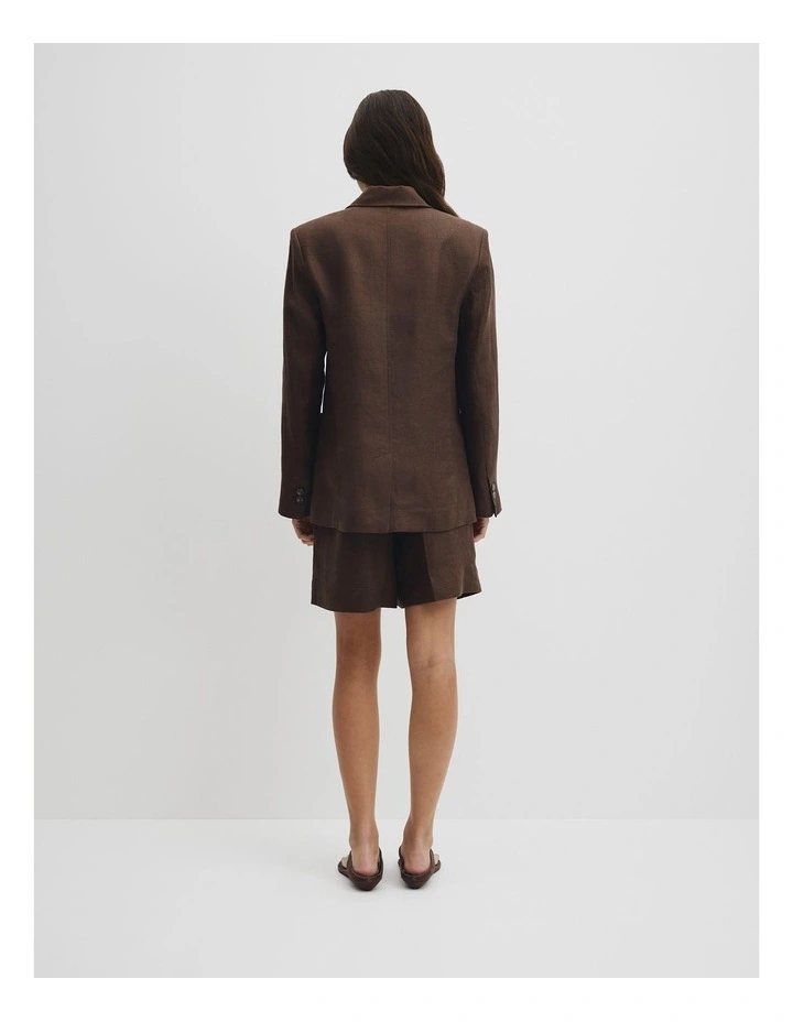 Linen Relaxed Blazer in Cocoa image 5
